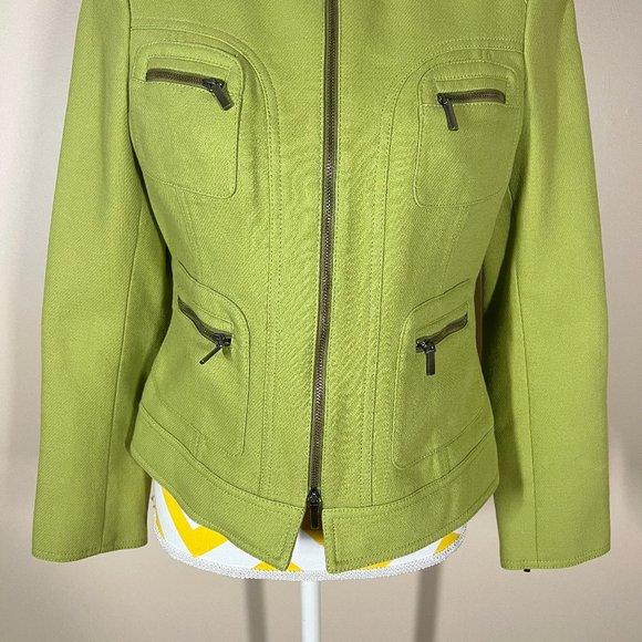 NWT Worth Cotton Full Zip Messenger Jacket • Green • Size 8P - Picture 3 of 11